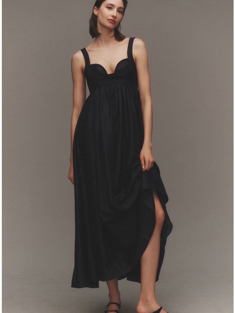 Acler Black Sweetheart Maxi Dress with High Side Slit